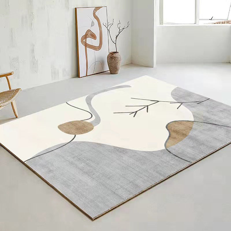 Beige Simplicity Teppich Polyester Linie Teppich Färbung widerstandsfähiger Teppich für Wohnzimmer