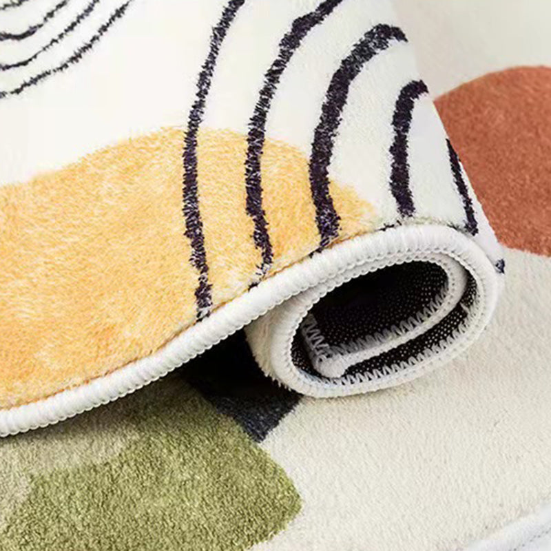 Beige Simplicity Rug Polyester Line Rug Stain Resistant Rug for Living Room