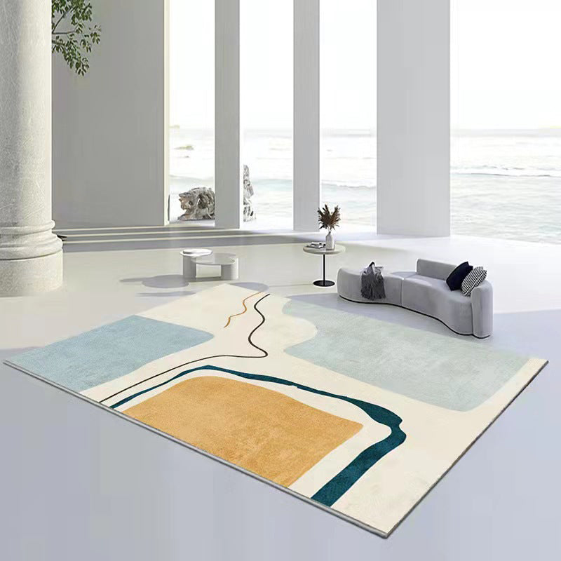 Beige Simplicity Rug Polyester Line Rug Stain Resistant Rug for Living Room