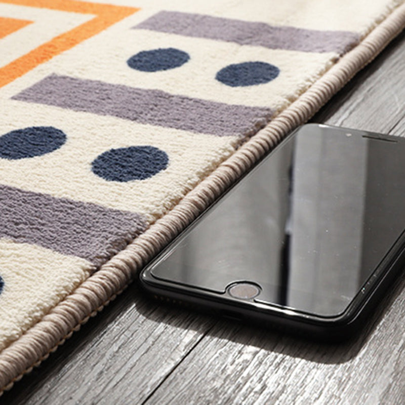 Beige Color Piece Rug Polyester Nordic Rug Non-Slip Backing Rug for Living Room