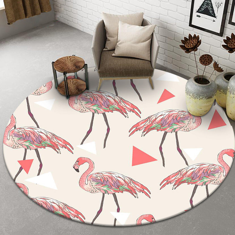Light Pink Flamingos Rug Polyester Simple Rug Washable Rug for Living Room