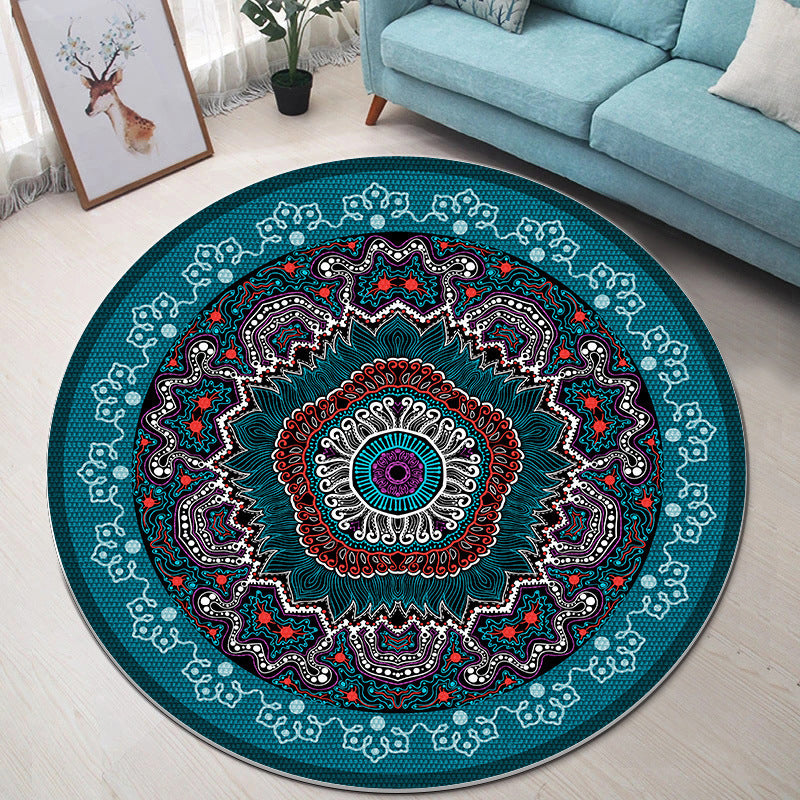 Modern Living Room Area Rug Antique Pattern Polyester Area Carpet Non-Slip Backing Rug