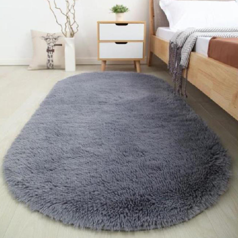 Oval Plush Rug Indoor Rug Non-Slip Backing Machine Washable Area Carpet