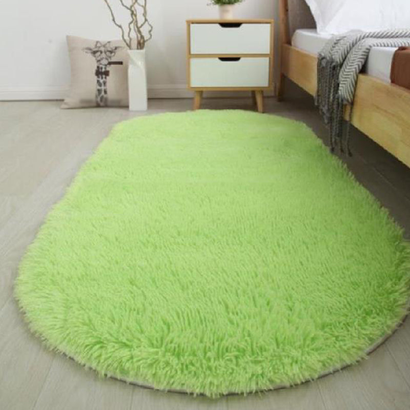 Oval Plush Rug Indoor Rug Non-Slip Backing Machine Washable Area Carpet