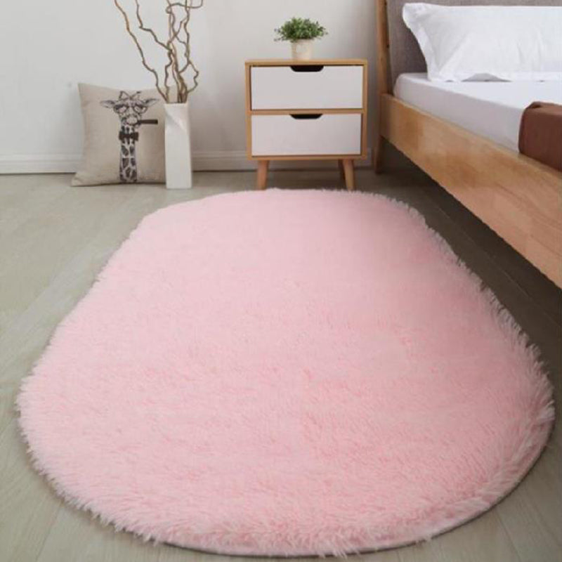 Oval Plush Rug Indoor Rug Non-Slip Backing Machine Washable Area Carpet