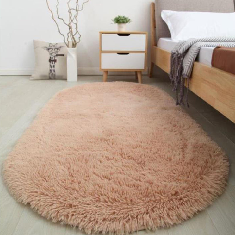 Oval Plush Rug Indoor Rug Non-Slip Backing Machine Washable Area Carpet