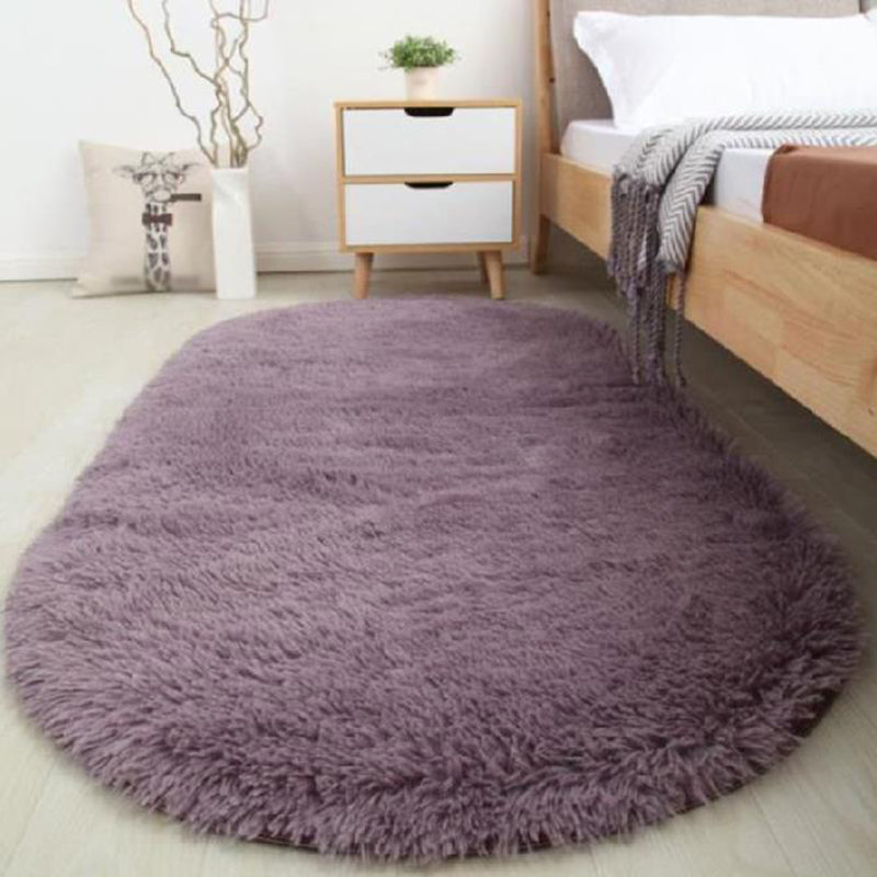 Oval Plush Rug Indoor Rug Non-Slip Backing Machine Washable Area Carpet