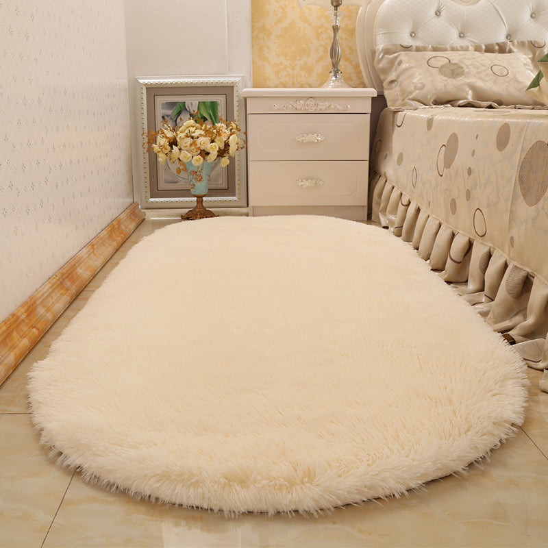 Oval Plush Rug Indoor Rug Non-Slip Backing Machine Washable Area Carpet