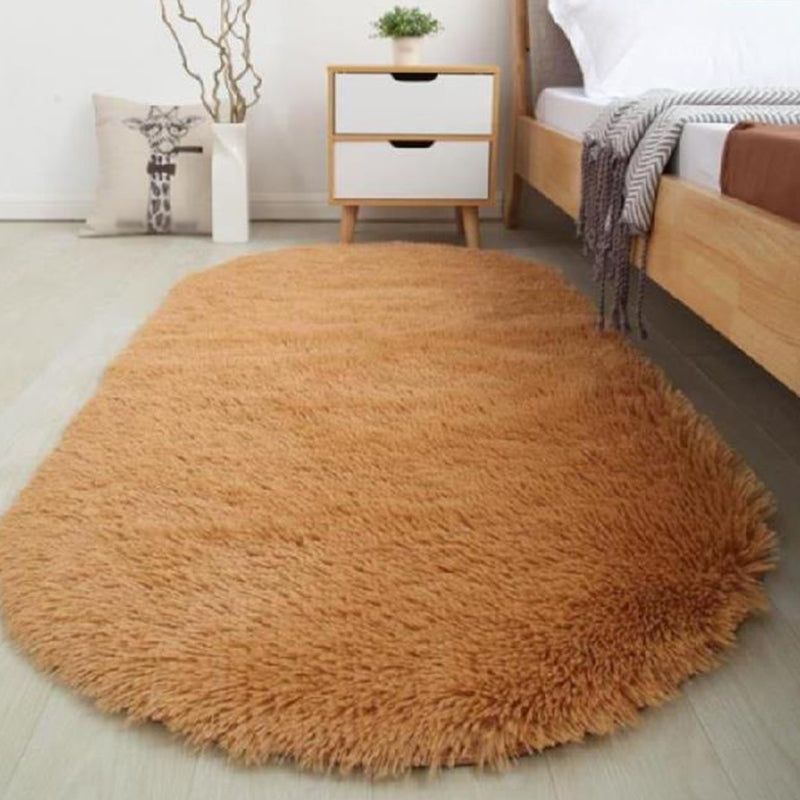 Oval Plush Rug Indoor Rug Non-Slip Backing Machine Washable Area Carpet