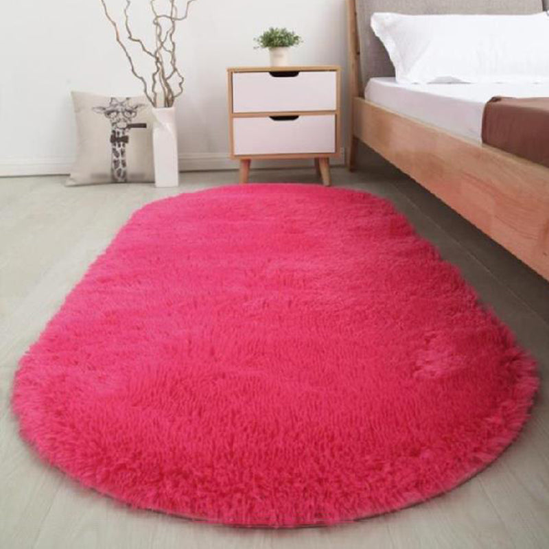 Oval Plush Rug Indoor Rug Non-Slip Backing Machine Washable Area Carpet