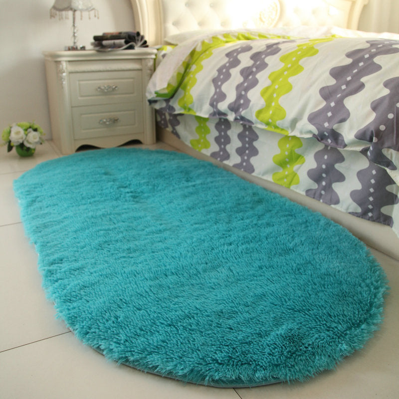 Oval Plush Rug Indoor Rug Non-Slip Backing Machine Washable Area Carpet