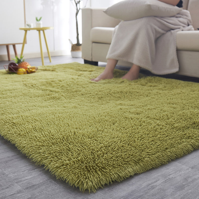 Rectangular Plush Carpet Non-Slip Backing Easy Care Rug Friendly Indoor Rug for Home