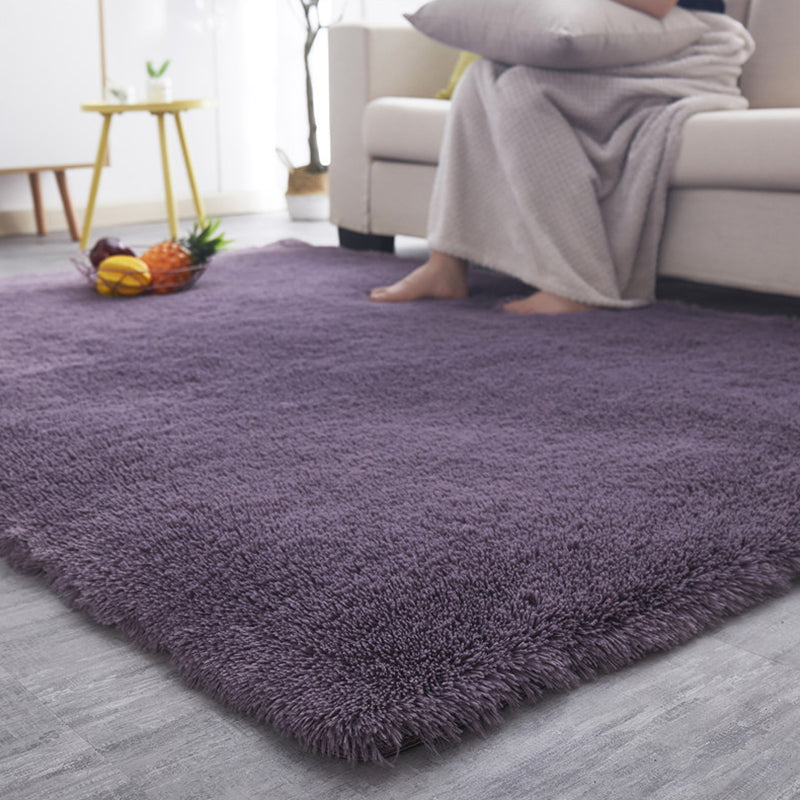 Rectangular Plush Carpet Non-Slip Backing Easy Care Rug Friendly Indoor Rug for Home