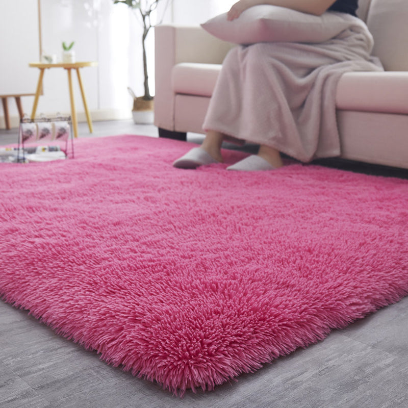 Rectangular Plush Carpet Non-Slip Backing Easy Care Rug Friendly Indoor Rug for Home