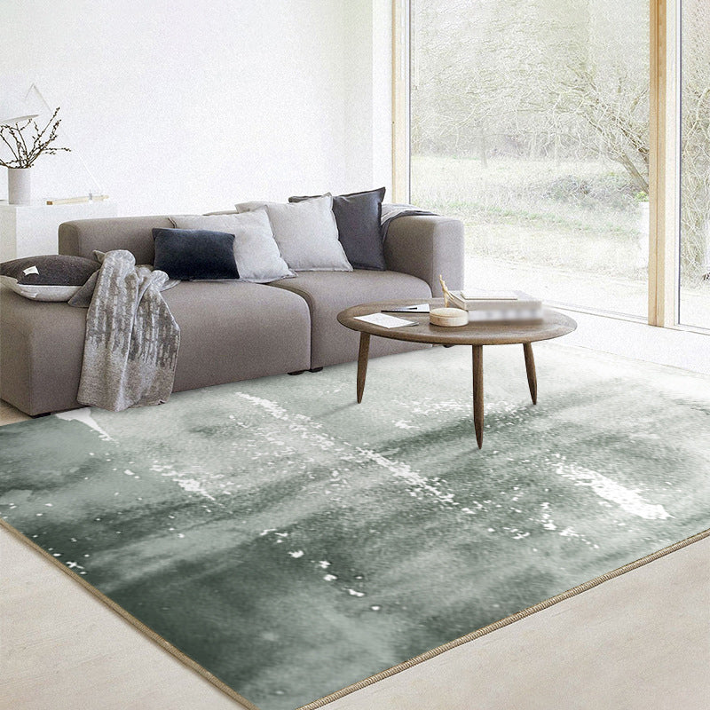 Gray Indoor Rug Trendy Polyester Area Rug Stain Resistant Carpet for Living Room