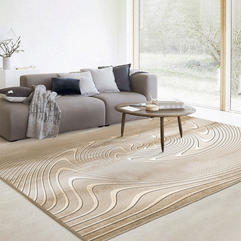 Gray Indoor Rug Trendy Polyester Area Rug Stain Resistant Carpet for Living Room