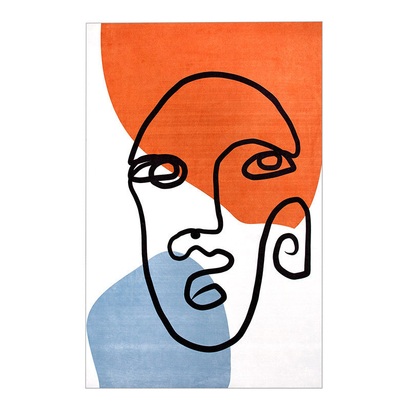 Human Face Abstract Carpet Area Carpet Non-Slip Backing Rug for Living Room