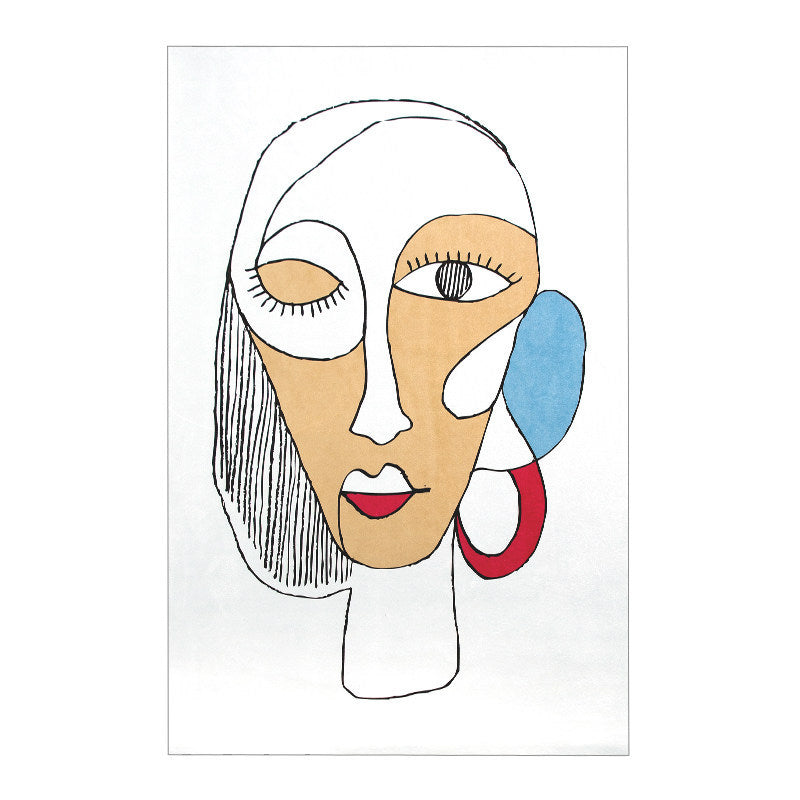 Human Face Abstract Carpet Area Carpet Non-Slip Backing Rug for Living Room