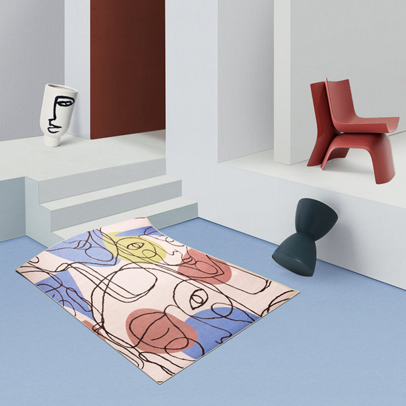Human Face Abstract Carpet Area Carpet Non-Slip Backing Rug for Living Room