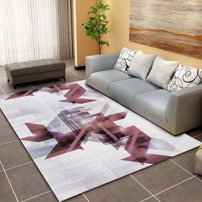 Gray Modern Rug Polyester Sexangle Indoor Rug Washable Rug for Living Room