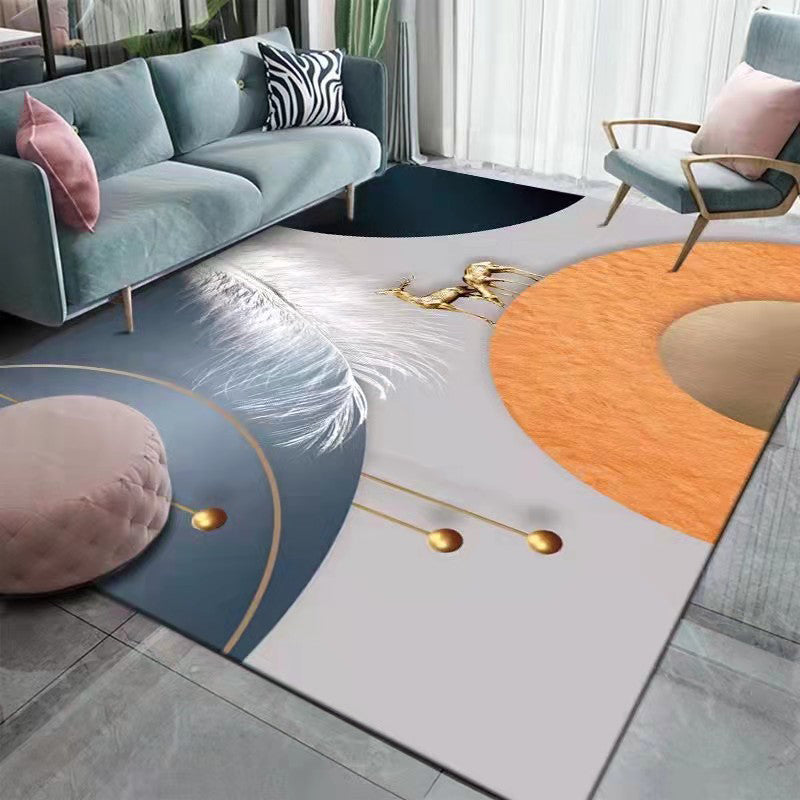 Gold Modern Indoor Rug Polyester Deer Area Rug Stain Resistant Rug for Living Room