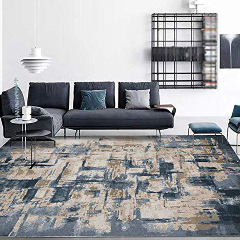 Dark Grey Abstract Print Rug Polyester Modern Rug Non-Slip Backing Rug for Home Decor