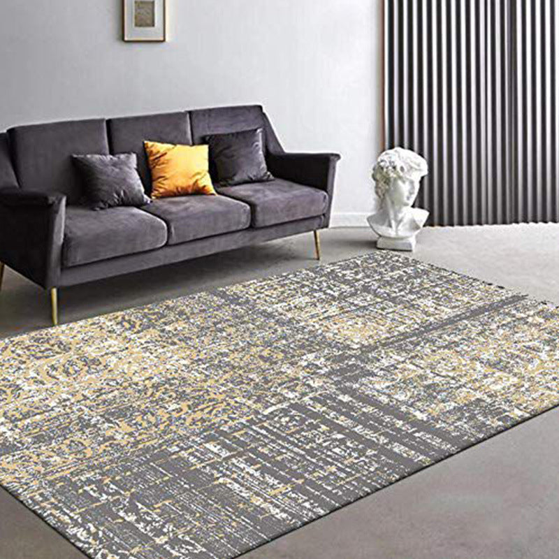 Alfombra de estampado abstracto gris oscuro poliéster alfombra moderna alfombra sin deslizamiento para decoración del hogar
