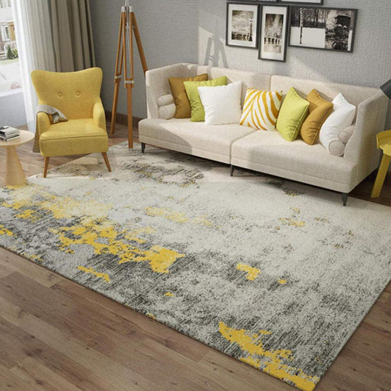 Dark Grey Abstract Print Rug Polyester Modern Rug Non-Slip Backing Rug for Home Decor