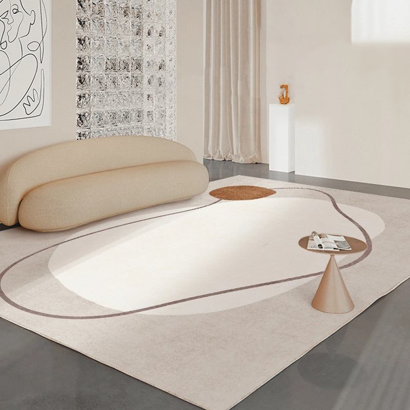 Beige Contemporary Rug Polyester Contrast Color Rug Stain Resistant Rug for Home Decor