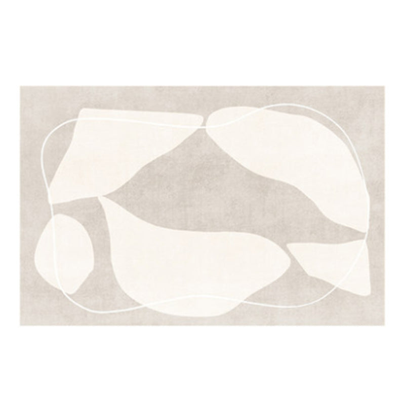 Beige Contemporary Rug Polyester Contrast Color Rug Stain Resistant Rug for Home Decor