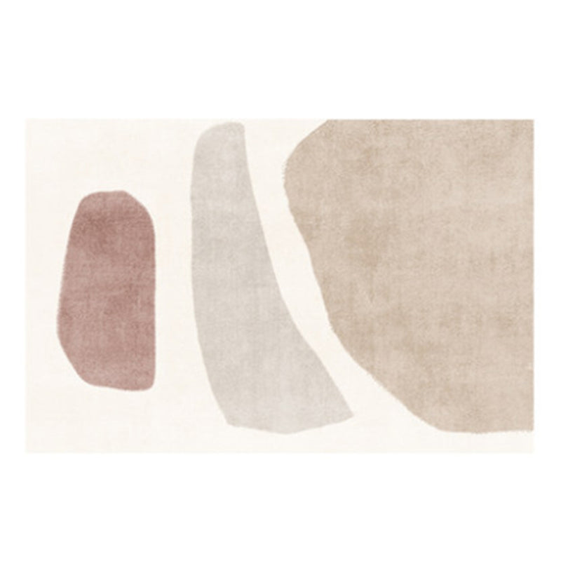 Beige Contemporary Rug Polyester Contrast Color Rug Stain Resistant Rug for Home Decor