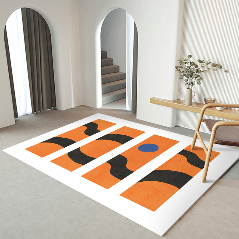 Black Modern Print Carpet Polyester Simple Carpet Washable Carpet for Living Room