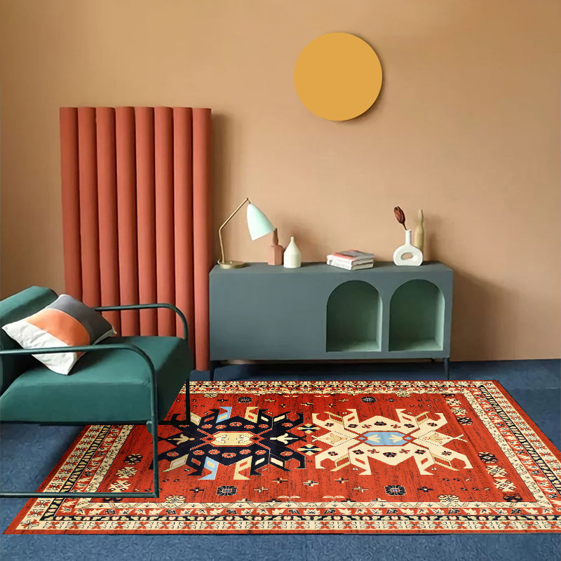 Orange Modern Rug Polyester Graphic Indoor Rug Non-Slip Backing Rug for Home Decor