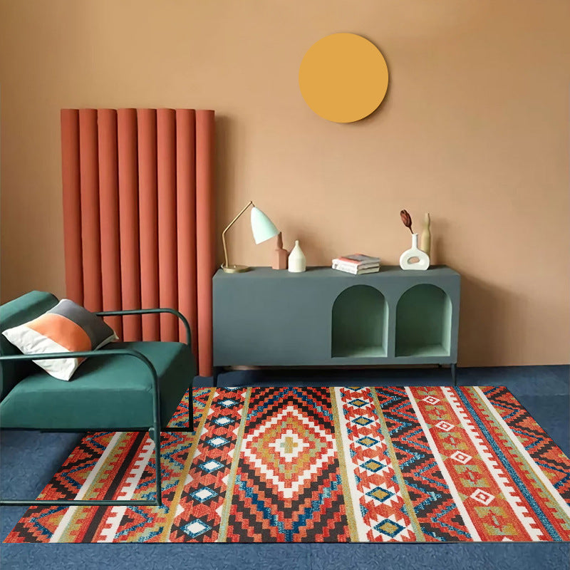 Orange Modern Rug Polyester Graphic Indoor Rug Non-Slip Backing Rug for Home Decor
