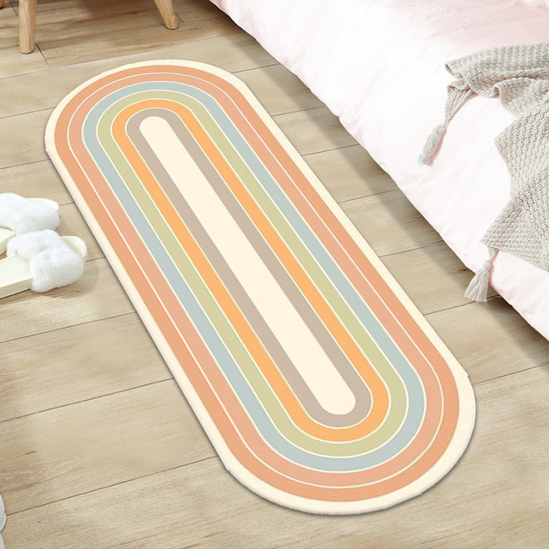 Light Green Color Block Rug Polyester Casual Rug Non-Slip Backing Rug for Living Room