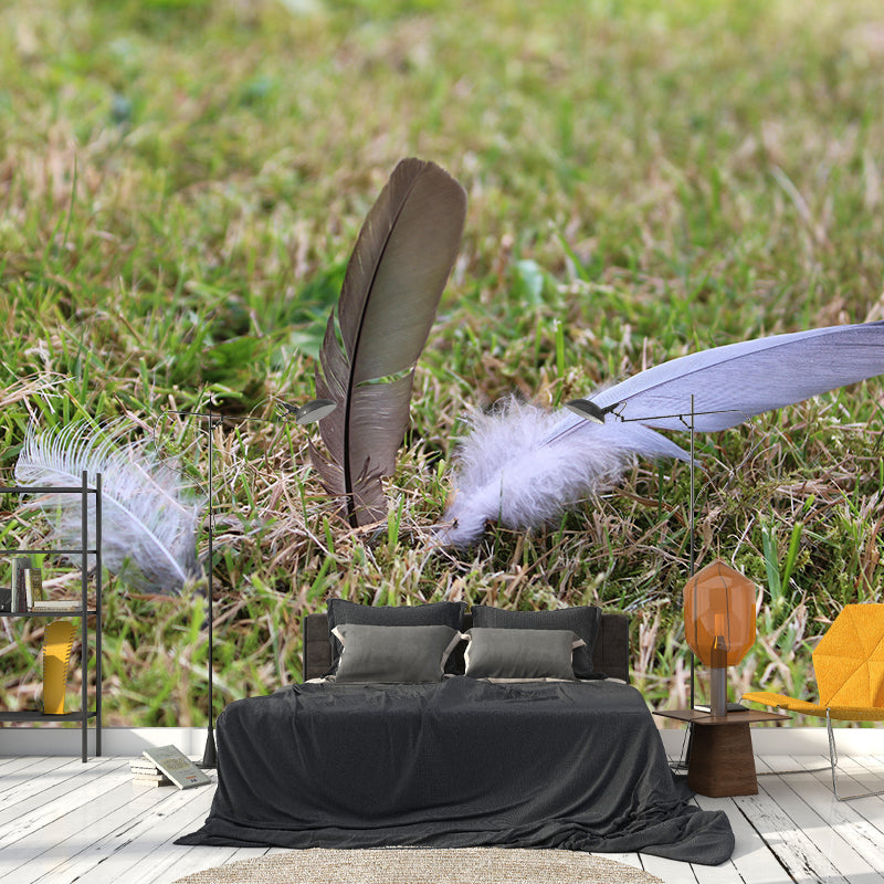 Bedroom Bird Feather Mural Eco-friendly Decorative Wallpaper