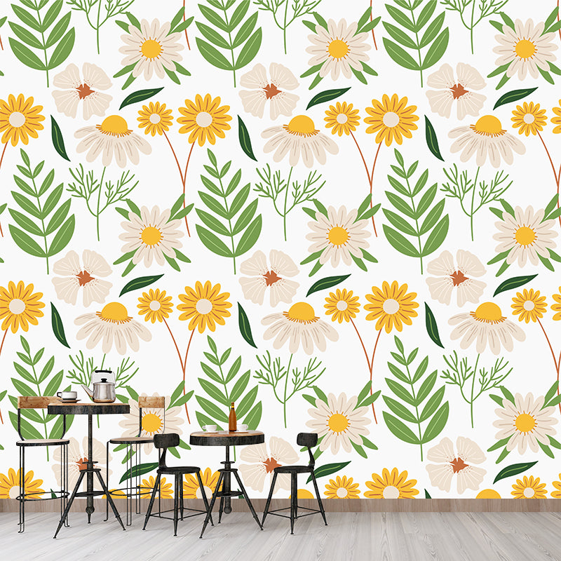 Stain Resistant Tropical Plants Murals Eco-friendly Wallpaper