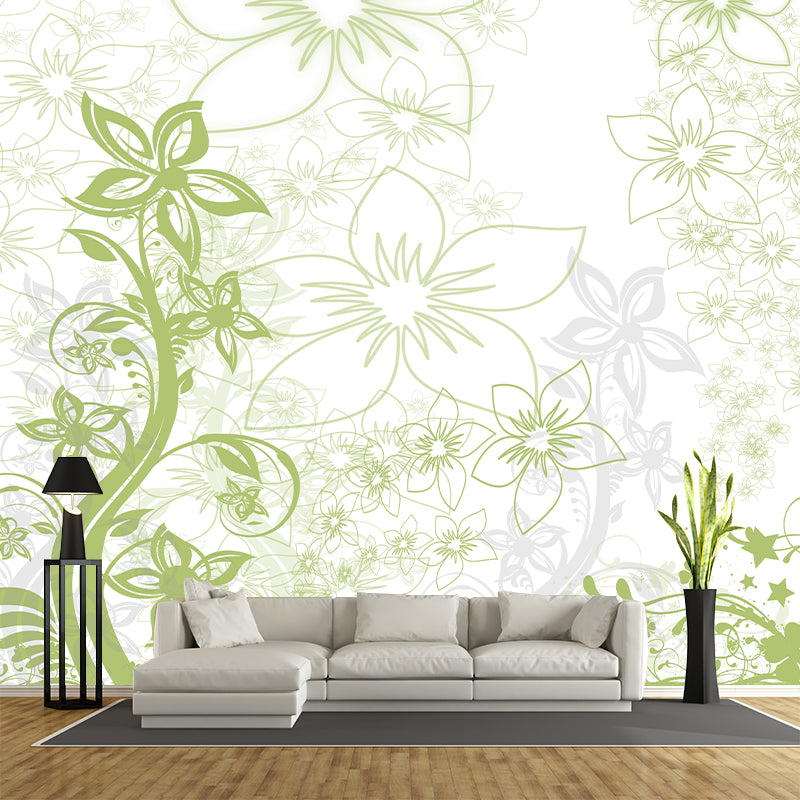Horizontal Illustration Tropical Plant Mural Eco-friendly Decorative Wallpaper for Room