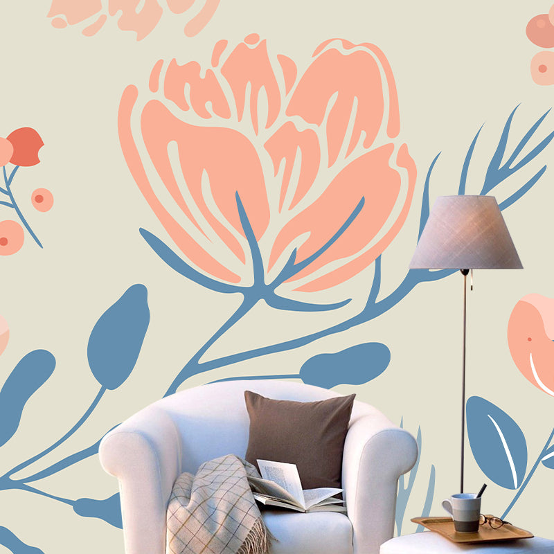 Horizontal Illustration Tropical Plant Mural Eco-friendly Decorative Wallpaper