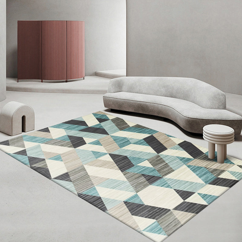 Geometric Polyester Rug Indoor Rug Washable Pet Friendly Carpet for Home Decor