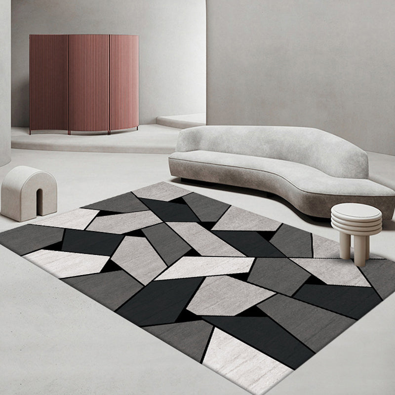 Geometric Polyester Rug Indoor Rug Washable Pet Friendly Carpet for Home Decor