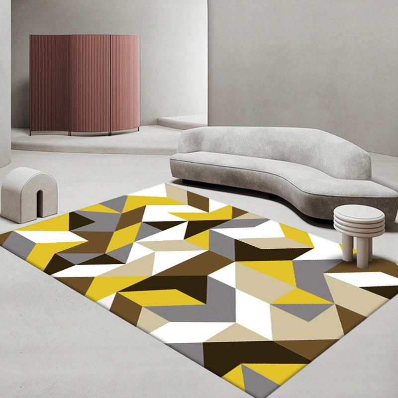 Geometric Polyester Rug Indoor Rug Washable Pet Friendly Carpet for Home Decor