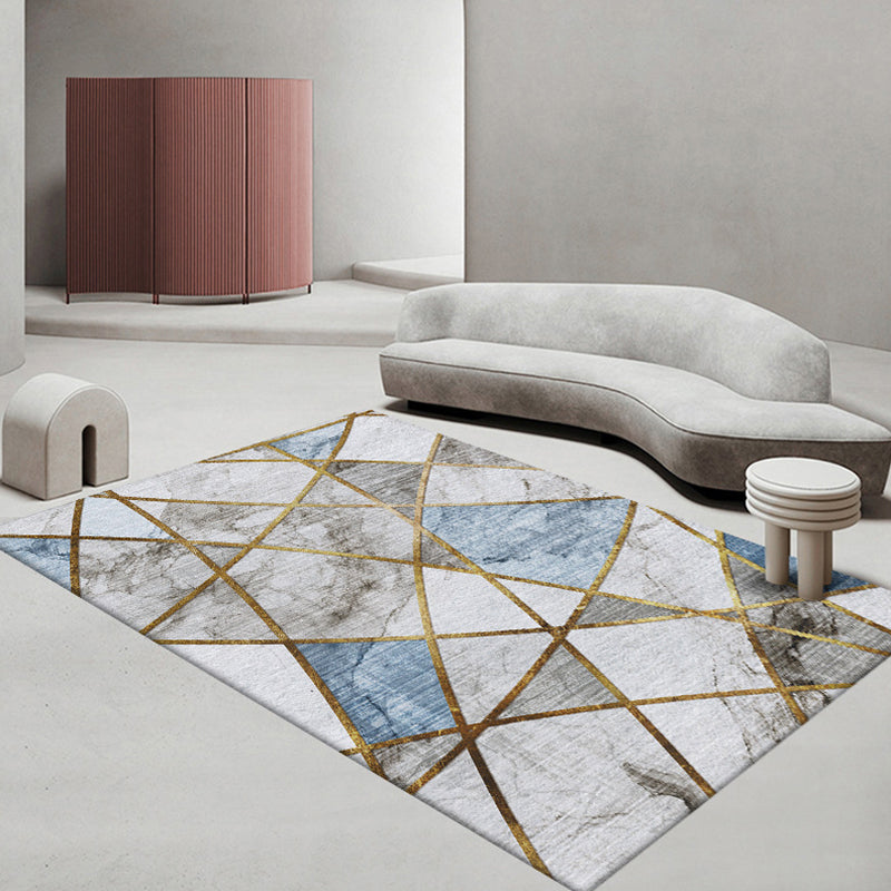 Geometric Polyester Rug Indoor Rug Washable Pet Friendly Carpet for Home Decor