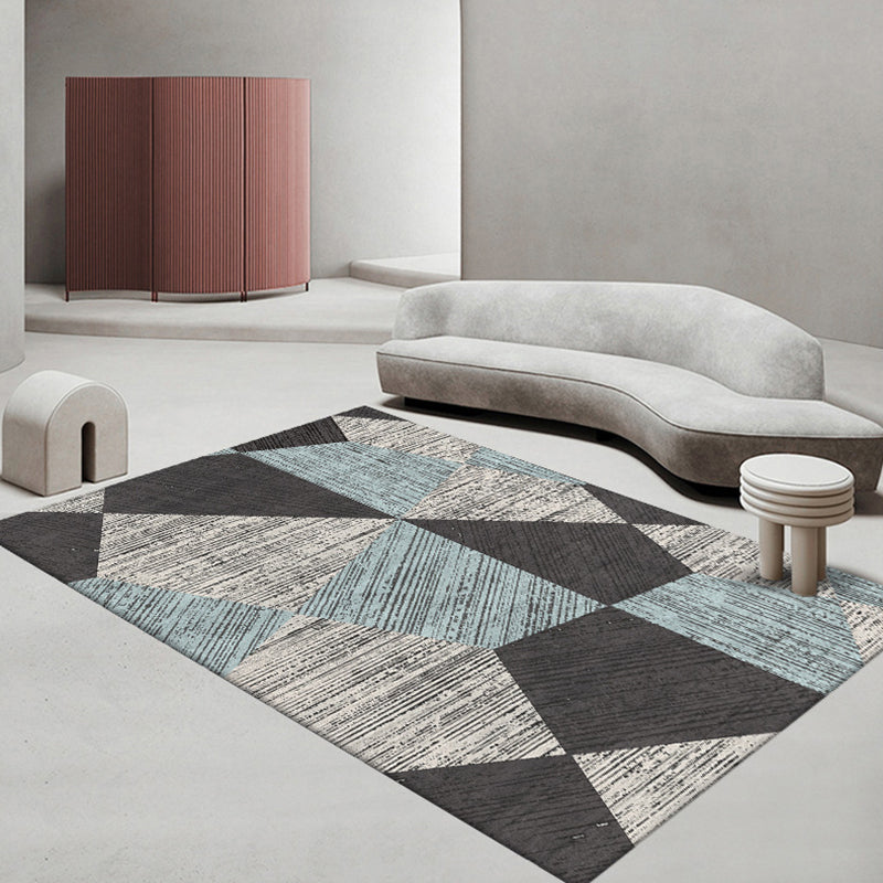 Geometric Polyester Rug Indoor Rug Washable Pet Friendly Carpet for Home Decor