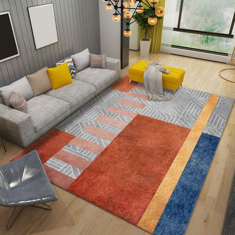 Orange Modern Carpet Polyester Striped Area Carpet Stain Resistant Carpet for Drawing Room