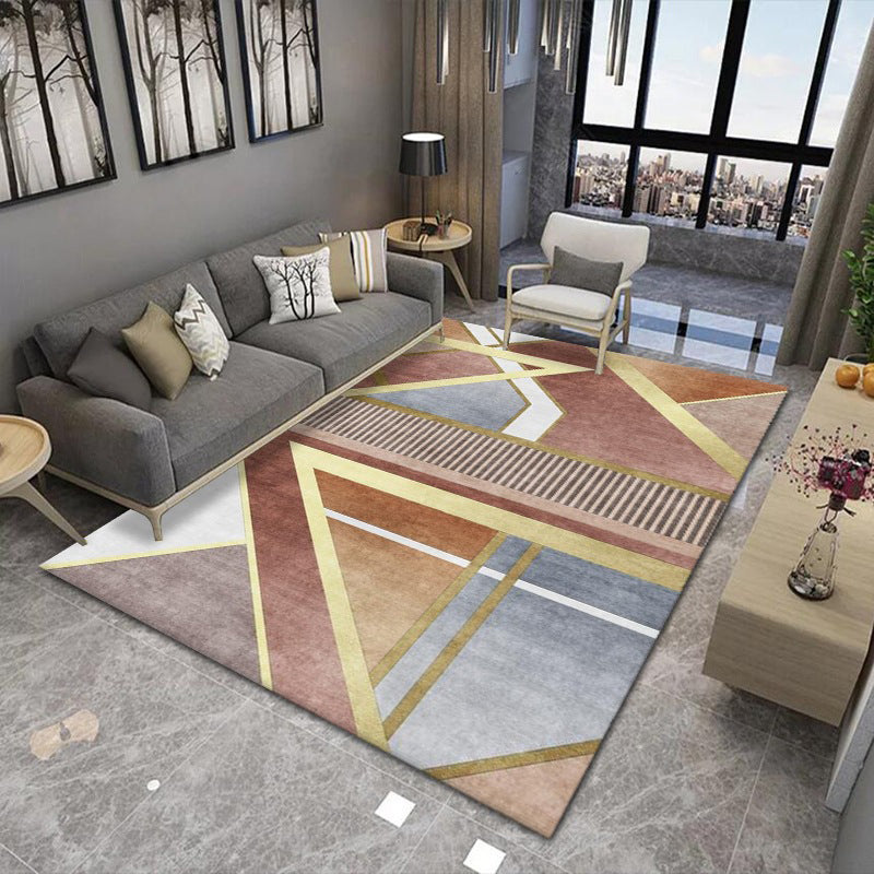 Orange Modern Carpet Polyester Striped Area Carpet Stain Resistant Carpet for Drawing Room