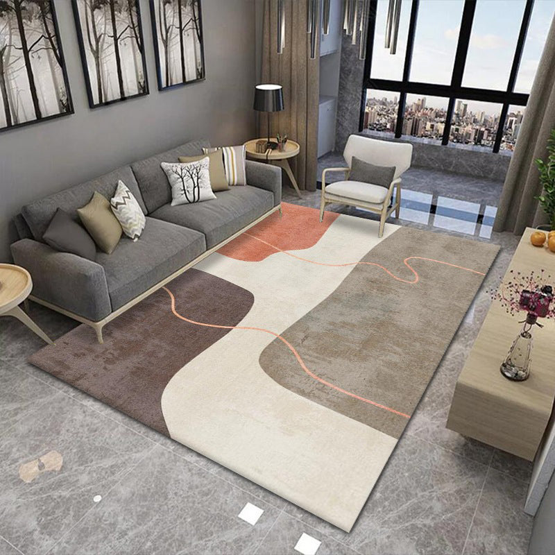 Orange Modern Carpet Polyester Striped Area Carpet Stain Resistant Carpet for Drawing Room