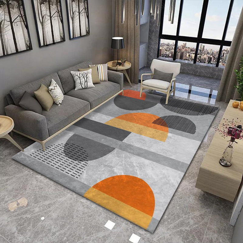 Orange Modern Carpet Polyester Striped Area Carpet Stain Resistant Carpet for Drawing Room
