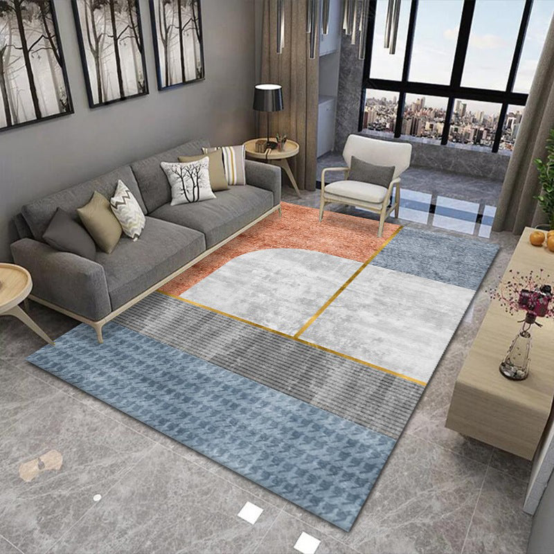Orange Modern Carpet Polyester Striped Area Carpet Stain Resistant Carpet for Drawing Room