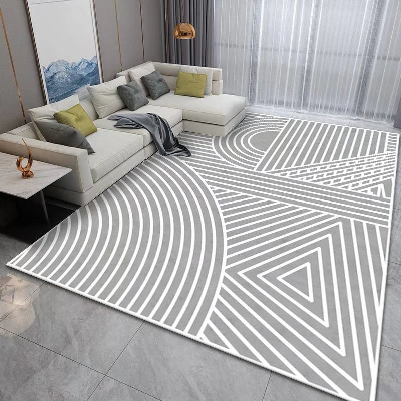 Beige Modern Rug Polyester Arc Indoor Rug Non-Slip Backing Rug for Home Decor